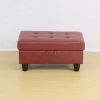 Red Faux Leather Storage Ottoman Living Room Sofa