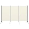 3-Panel Room Divider White 102.4"x70.9" Fabric