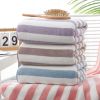10pcs towel coral polar fleece microfiber stripe adult home textile bathroom absorbent and quick dry no hair loss household face towel wash face and b
