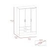 Bolton 120 Mirrored Armoire, Metal Hardware, Double Door Cabinet, Two Drawers, Single Door With Mirror, Rods