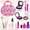 Pretend Makeup Kit for Girls, 12 Pcs Fake Play Makeup Set with Cosmetic Bag, Toddler Cosmetic Vanity Set for 3, 4, 5, 6, 7