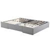Full Bed Frame with 3 Large Drawers, Fabric Upholstered Platform Bed, Wooden Slat Support, No Box Spring Needed, Easy Assembly, Light Grey