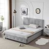 Upholstered Queen Platform Storage Bed Frame with 4 Drawers, Adjustable Headboard with Button Tufted Design, Wooden Slat Support, No Box Spring Needed