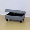 Dark Grey Semi PU Synthetic Leather Storage Ottoman