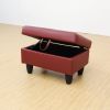 Red Semi PU Synthetic Leather Ottoman Living Room Sofa