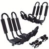 1 Pair Universal J-Bar Kayak Carrier 220LBS Load Heavy Duty Canoe Car Top Mount Carrier Roof Rack with 2Pcs Tie Down Straps