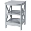 3-Tier Nightstand End Table with X Design Storage