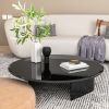 35.8" Round Tempered Glass Table Top Black Glass 0.4" Thick Beveled Polished Edge