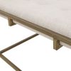 Square Shape Button-tufted Upholstered Metal Base Ottoman/Coffee Table