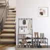 5-Tier Shoe Rack Shoe Storage for Entryway,Narrow Shoe Rack,Coat and Shoe Rack with 8 Hooks
