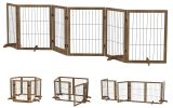 Dog Gate With Door Walk Through 144inch Extra Wide 32inch Tall 6 Panels Foldable Wire Pet Gate Barrier For House Doorway Stairs Pet Puppy Safety Fence