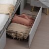 Full Bed Frame with 3 Large Drawers, Fabric Upholstered Platform Bed, Wooden Slat Support, No Box Spring Needed, Easy Assembly, Light Grey