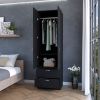Black 2-Door 2-Drawer Wardrobe