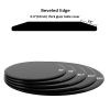 38.6" Round Tempered Glass Table Top Black Glass 0.4" Thick Beveled Polished Edge