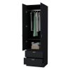 Black 2-Door 2-Drawer Wardrobe