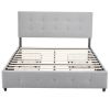 Upholstered Queen Platform Storage Bed Frame with 4 Drawers, Adjustable Headboard with Button Tufted Design, Wooden Slat Support, No Box Spring Needed