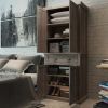 Particleboard veneer vintage grey 4 doors 1 drawer wooden wardrobe N001