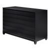 Modern 6-Drawer Solid Wood Dresser with Channel Pulls - Black