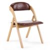 Set of 2 Wooden Folding Chairs with Padded Seats, Portable Simple Folding Chairs with Cushion for Guests Kitchen Office Wedding Party Picnic
