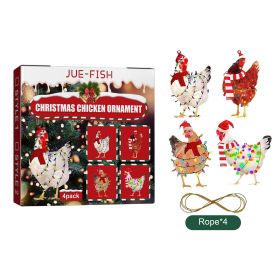 Chicken Hanging Ornament, 4 Pack Hanging Rooster Decorations, Hanging Chicken Christmas Ornaments (Style: B)