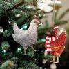 Chicken Hanging Ornament, 4 Pack Hanging Rooster Decorations, Hanging Chicken Christmas Ornaments