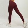 5 Pack Women's Solid Color Hip-raising High-waisted V-back Waist Seamed Yoga Fitness Tights