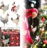 Chicken Hanging Ornament, 4 Pack Hanging Rooster Decorations, Hanging Chicken Christmas Ornaments