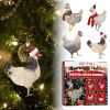 Chicken Hanging Ornament, 4 Pack Hanging Rooster Decorations, Hanging Chicken Christmas Ornaments