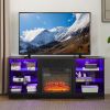TV Stand Electric Fireplace Glass Shelves