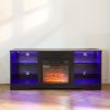 TV Stand Electric Fireplace Glass Shelves