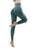 Women's Hollow Wide Band Waist Sports Leggings With Butt Ruching, Scrunch Butt Lifting Tights Seamless Yoga Tummy Control Pants