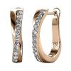 White Gold Plated Hoop Earrings For Women Twisted Silver Hoops Earring Set With Round Cut Cubic Zirconia Simulated Diamond Crystals
