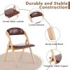 Set of 2 Wooden Folding Chairs with Padded Seats, Portable Simple Folding Chairs with Cushion for Guests Kitchen Office Wedding Party Picnic