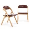 Set of 2 Wooden Folding Chairs with Padded Seats, Portable Simple Folding Chairs with Cushion for Guests Kitchen Office Wedding Party Picnic