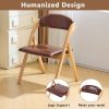 Set of 2 Wooden Folding Chairs with Padded Seats, Portable Simple Folding Chairs with Cushion for Guests Kitchen Office Wedding Party Picnic