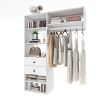 Livelylodge Modular Closet Organizer System: Modern White Open Wardrobe Closet for Bedroom Walk In Closet with 2 Drawers & 6 Shelves & 1 Hanging Rods