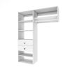 Livelylodge Modular Closet Organizer System: Modern White Open Wardrobe Closet for Bedroom Walk In Closet with 2 Drawers & 6 Shelves & 1 Hanging Rods