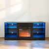 TV Stand Electric Fireplace Glass Shelves