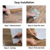 3D Retro Laminate Vinyl Flooring Roll, Peel and Stick Linoleum Wood Grain, Vinyl Plank Floor Tiles, Sticky Tiles for Bathroom, Kitchen, RV