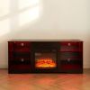 TV Stand Electric Fireplace Glass Shelves