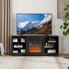 TV Stand Electric Fireplace Glass Shelves
