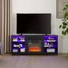 TV Stand Electric Fireplace Glass Shelves