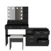Large Makeup Vanity with Lights, Vanity Table with Charging Station, Vanity Desk with Mirror and 10 LED Light Bulbs