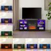 TV Stand Electric Fireplace Glass Shelves