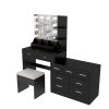 Large Makeup Vanity with Lights, Vanity Table with Charging Station, Vanity Desk with Mirror and 10 LED Light Bulbs
