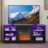 TV Stand Electric Fireplace Glass Shelves