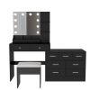 Large Makeup Vanity with Lights, Vanity Table with Charging Station, Vanity Desk with Mirror and 10 LED Light Bulbs