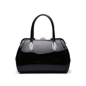 MKF Collection Patent Satchel Handbag by Mia k (Material: Polycarbonate, Color: Black)