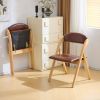 Set of 2 Wooden Folding Chairs with Padded Seats, Portable Simple Folding Chairs with Cushion for Guests Kitchen Office Wedding Party Picnic