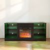 TV Stand Electric Fireplace Glass Shelves